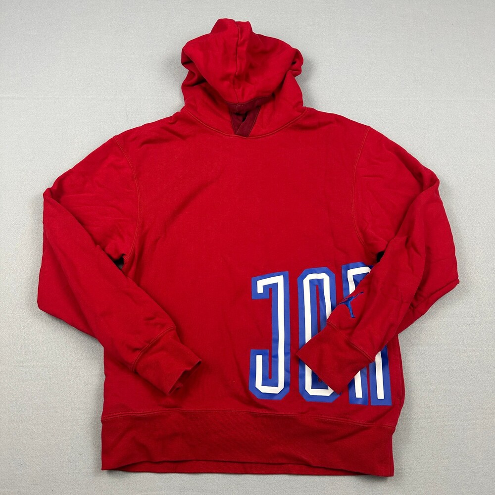 Jordan Hoodie Men Small Red Solid Sport DNA Fleece Jumpman Spell Out Sweatshirt